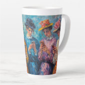 19世紀の人々が電話を使頭が切れるう カフェラテマグ (右アングル)