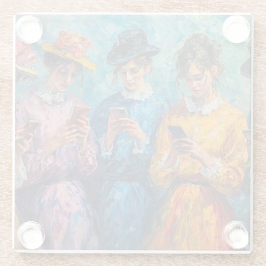 19世紀の人々が電話を使頭が切れるう ガラスコースター (裏面)