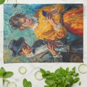 19世紀の人々が電話を使頭が切れるう キッチンタオル (折り畳み)