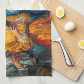 19世紀の人々が電話を使頭が切れるう キッチンタオル (四つ折り)