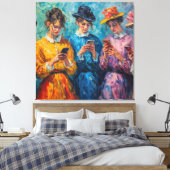 19世紀の人々が電話を使頭が切れるう キャンバスプリント (インサイチュ (寝室))