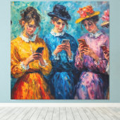 19世紀の人々が電話を使頭が切れるう キャンバスプリント (インサイチュ (ウッドフロア))