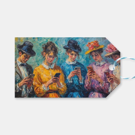 19世紀の人々が電話を使頭が切れるう ギフトタグ (正面(横))