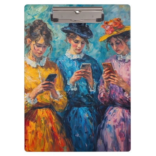 19世紀の人々が電話を使頭が切れるう クリップボード (正面)