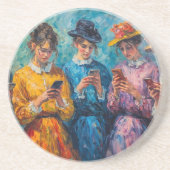 19世紀の人々が電話を使頭が切れるう コースター (正面)