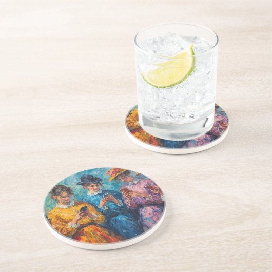 19世紀の人々が電話を使頭が切れるう コースター (側面)