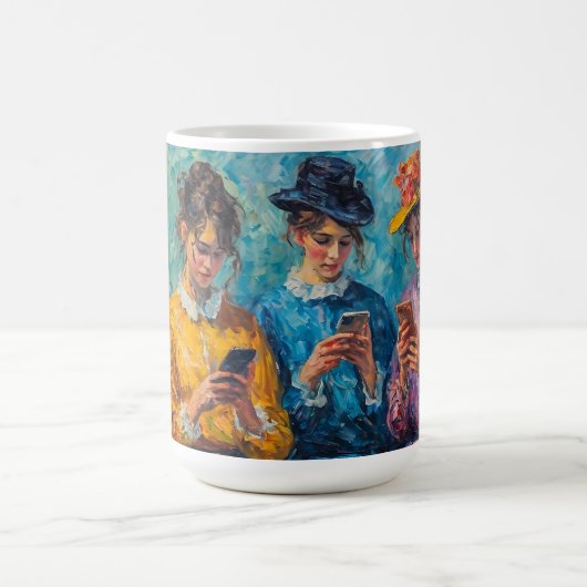 19世紀の人々が電話を使頭が切れるう コーヒーマグカップ (中央)