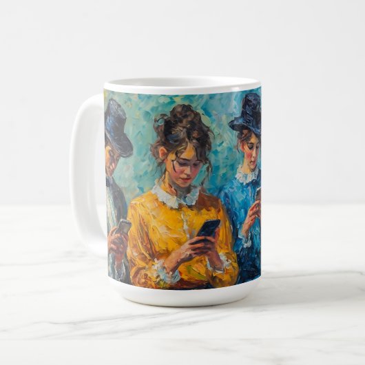 19世紀の人々が電話を使頭が切れるう コーヒーマグカップ (正面左)