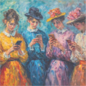 19世紀の人々が電話を使頭が切れるう シール (正面)