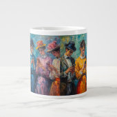 19世紀の人々が電話を使頭が切れるう ジャンボコーヒーマグカップ (正面)