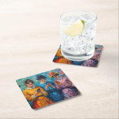 19世紀の人々が電話を使頭が切れるう スクエアペーパーコースター (インサイチュ)