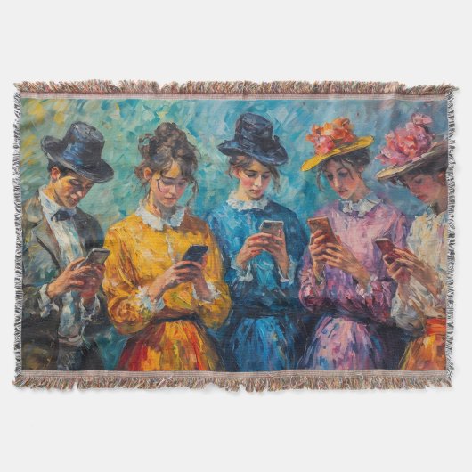 19世紀の人々が電話を使頭が切れるう スローブランケット (正面)