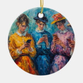 19世紀の人々が電話を使頭が切れるう セラミックオーナメント (正面)