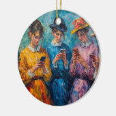 19世紀の人々が電話を使頭が切れるう セラミックオーナメント (左)