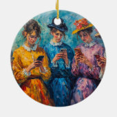 19世紀の人々が電話を使頭が切れるう セラミックオーナメント (裏面)