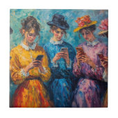 19世紀の人々が電話を使頭が切れるう タイル (正面)