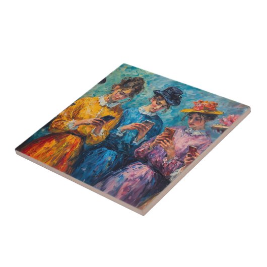 19世紀の人々が電話を使頭が切れるう タイル (側面)