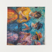 19世紀の人々が電話を使頭が切れるう タペストリー (正面(横))