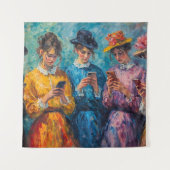 19世紀の人々が電話を使頭が切れるう タペストリー (正面)