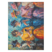 19世紀の人々が電話を使頭が切れるう テーブルクロス (正面)