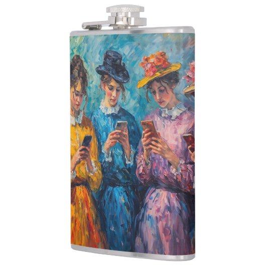 19世紀の人々が電話を使頭が切れるう フラスク (左)