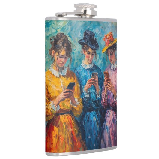 19世紀の人々が電話を使頭が切れるう フラスク (右)