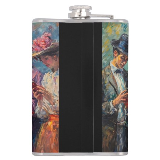 19世紀の人々が電話を使頭が切れるう フラスク (裏面)