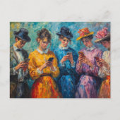 19世紀の人々が電話を使頭が切れるう ポストカード (正面)