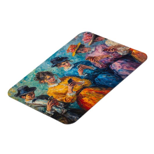 19世紀の人々が電話を使頭が切れるう マグネット (左側)