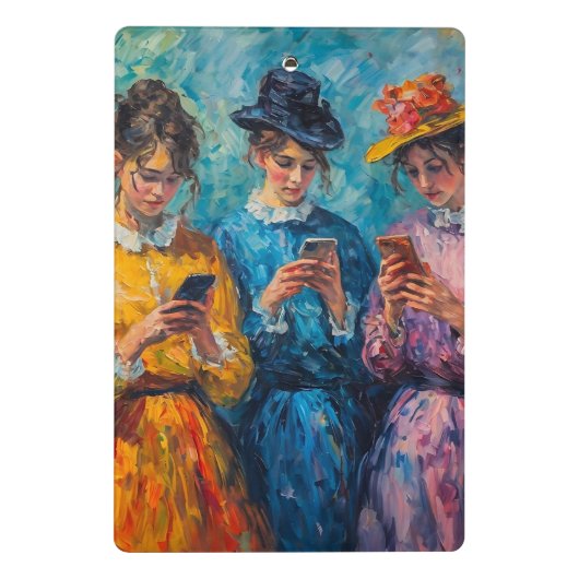 19世紀の人々が電話を使頭が切れるう ミニクリップボード (裏面)