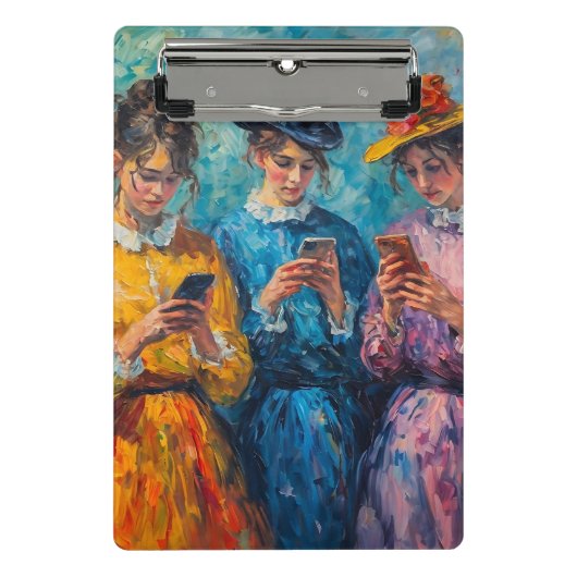 19世紀の人々が電話を使頭が切れるう ミニクリップボード (正面)