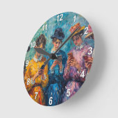 19世紀の人々が電話を使頭が切れるう ラウンド壁時計 (傾斜)