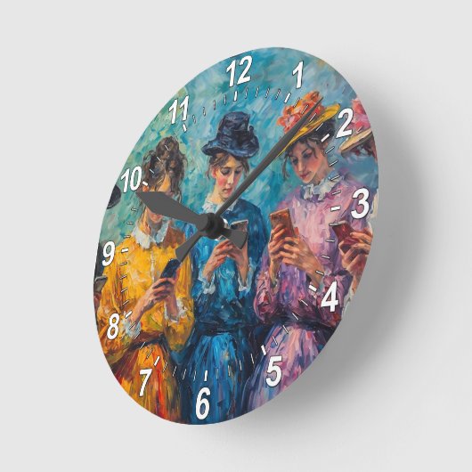 19世紀の人々が電話を使頭が切れるう ラウンド壁時計 (傾斜)