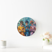 19世紀の人々が電話を使頭が切れるう ラウンド壁時計 (ホーム)