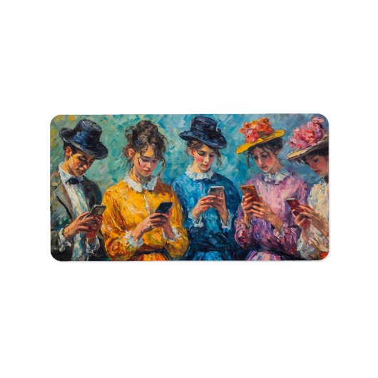 19世紀の人々が電話を使頭が切れるう ラベル (正面)