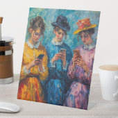 19世紀の人々が電話を使頭が切れるう 台座サイン (インサイチュ)