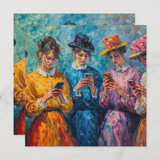 19世紀の人々が電話を使頭が切れるう 招待状 (正面/裏面)