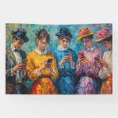 19世紀の人々が電話を使頭が切れるう 横断幕 (横)