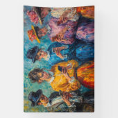 19世紀の人々が電話を使頭が切れるう 横断幕 (縦)