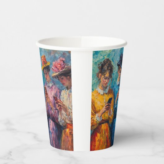 19世紀の人々が電話を使頭が切れるう 紙コップ (左)