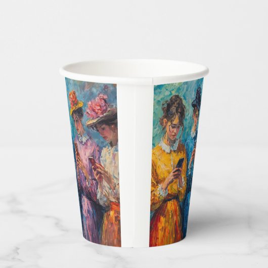 19世紀の人々が電話を使頭が切れるう 紙コップ (右)