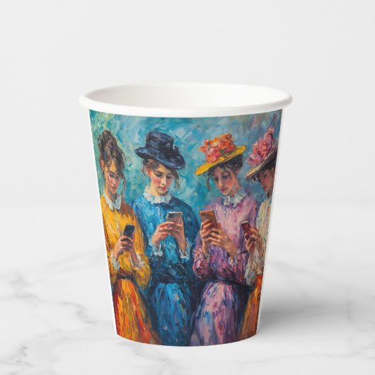 19世紀の人々が電話を使頭が切れるう 紙コップ (正面)