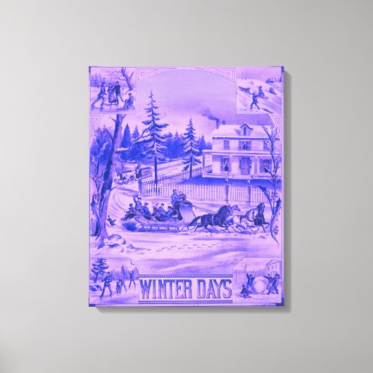 19世紀の冬の青い色合いの絵 キャンバスプリント (正面)