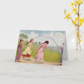 19世紀の女の子の遊ジャンプロープ カード (黄色い花)