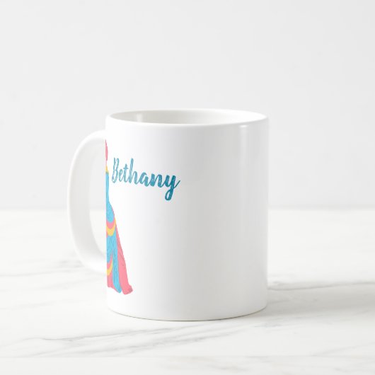 19世紀の女性が喧騒に満ちたドレスアートをポップ・アートの飾る コーヒーマグカップ (正面左)