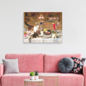 19世紀の宴会で子猫 キャンバスプリント (インサイチュ (リビング))