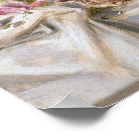 19世紀の宴会で子猫 ポスター (角)