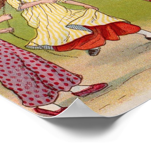 19世紀の少女たちが縄跳びをして遊ぶ様子 ポスター (角)