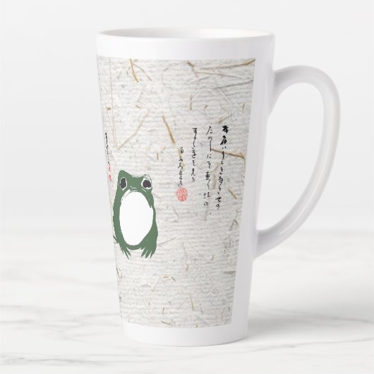 19世紀の悲しげな日本のカエルとガマ カフェラテマグ (右)