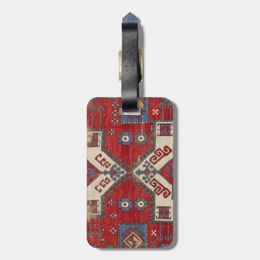 19世紀の本物の火の赤装飾モチーフ ラゲッジタグ (裏面縦)